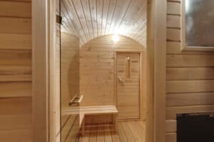 Welches Holz für Fasssauna? Innenraum Holzfasssauna